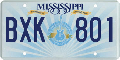 MS license plate BXK801