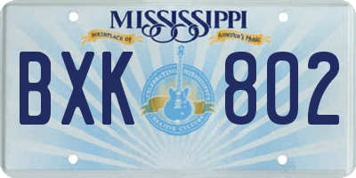 MS license plate BXK802