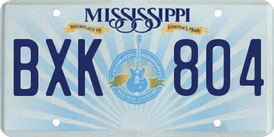 MS license plate BXK804