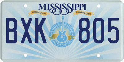 MS license plate BXK805