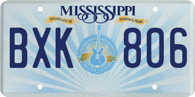 MS license plate BXK806