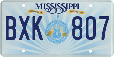 MS license plate BXK807