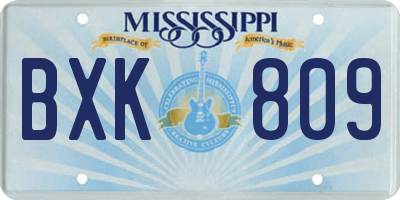 MS license plate BXK809