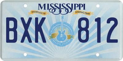 MS license plate BXK812