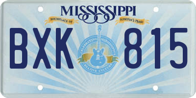 MS license plate BXK815