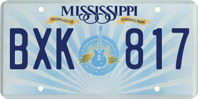 MS license plate BXK817