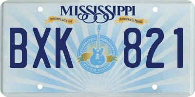 MS license plate BXK821