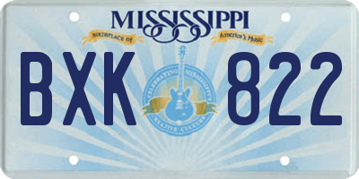 MS license plate BXK822