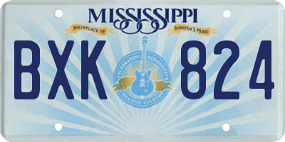 MS license plate BXK824