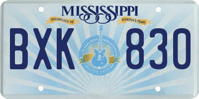 MS license plate BXK830