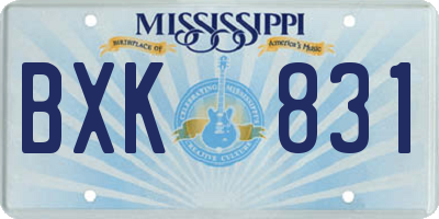 MS license plate BXK831