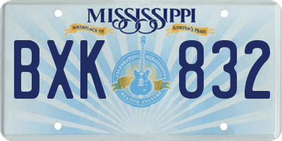 MS license plate BXK832