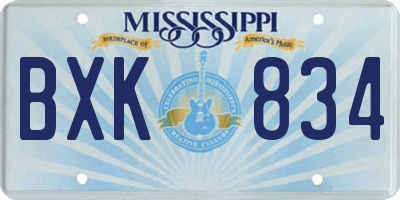 MS license plate BXK834