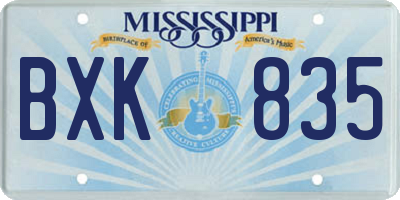 MS license plate BXK835