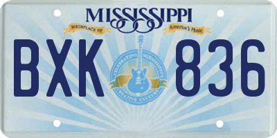 MS license plate BXK836