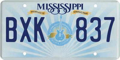 MS license plate BXK837