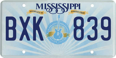 MS license plate BXK839
