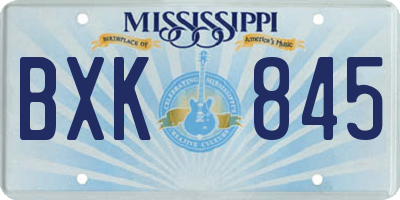 MS license plate BXK845