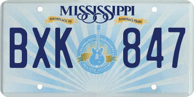 MS license plate BXK847