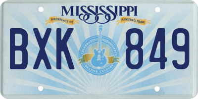 MS license plate BXK849