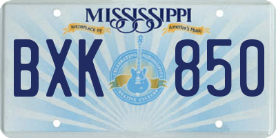 MS license plate BXK850
