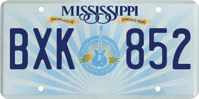 MS license plate BXK852