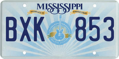 MS license plate BXK853
