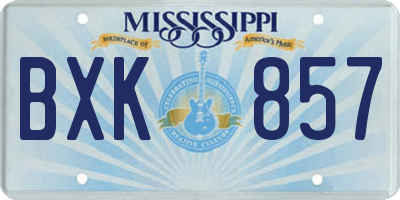 MS license plate BXK857