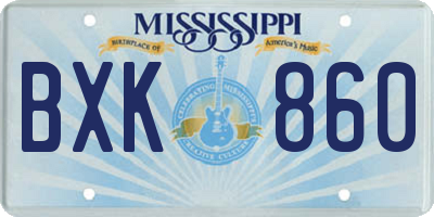 MS license plate BXK860