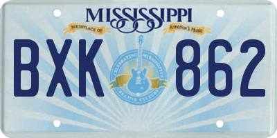 MS license plate BXK862