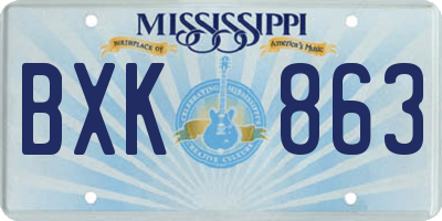 MS license plate BXK863