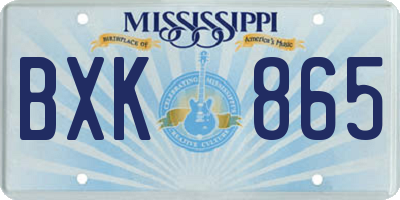 MS license plate BXK865