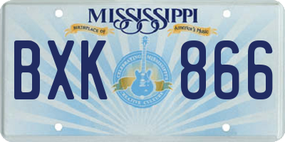 MS license plate BXK866