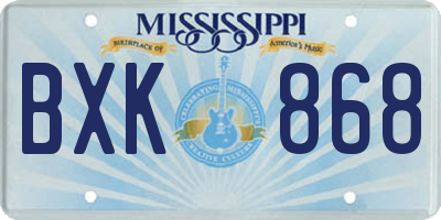 MS license plate BXK868