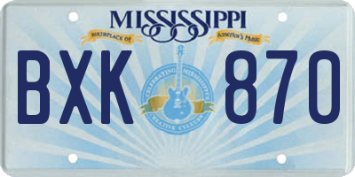 MS license plate BXK870
