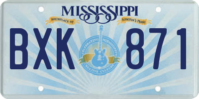 MS license plate BXK871