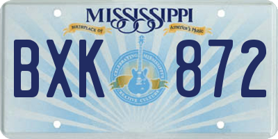 MS license plate BXK872