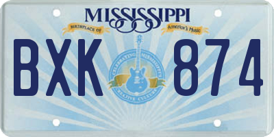 MS license plate BXK874