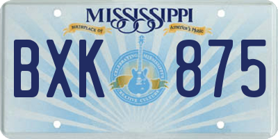 MS license plate BXK875