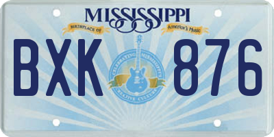 MS license plate BXK876