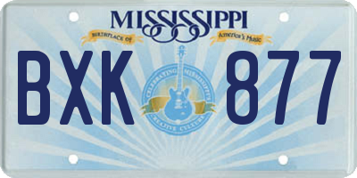 MS license plate BXK877