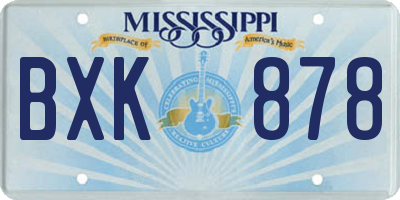 MS license plate BXK878