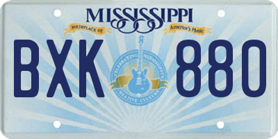MS license plate BXK880