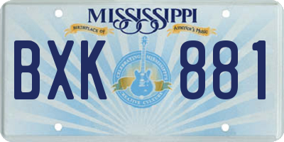 MS license plate BXK881