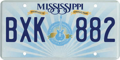 MS license plate BXK882