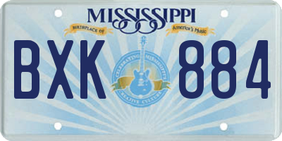 MS license plate BXK884