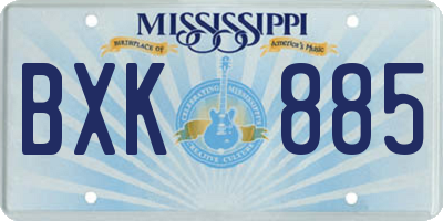 MS license plate BXK885