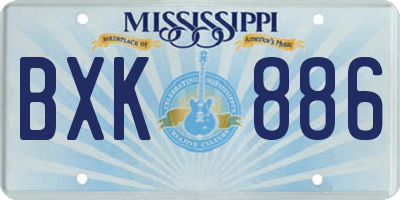 MS license plate BXK886
