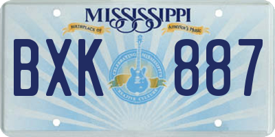 MS license plate BXK887