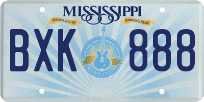 MS license plate BXK888